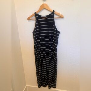 Athleta Navy and White Striped Midi Dress sleeveless Size M